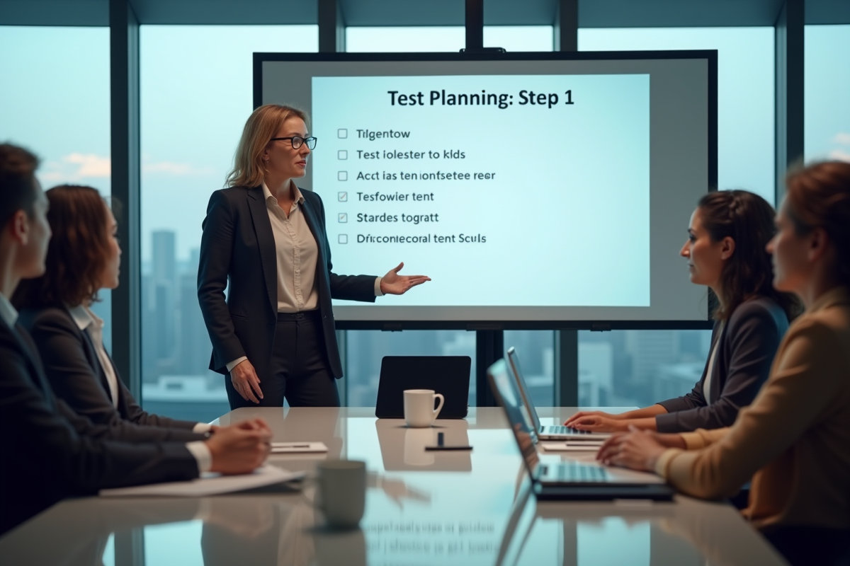 Chef de projet présentant une checklist à l