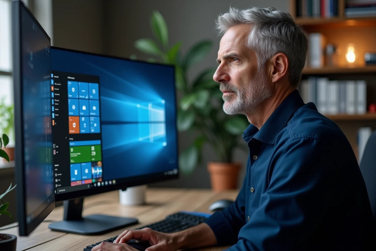 Homme utilisant le clic droit pour créer un raccourci sur un bureau Windows 11