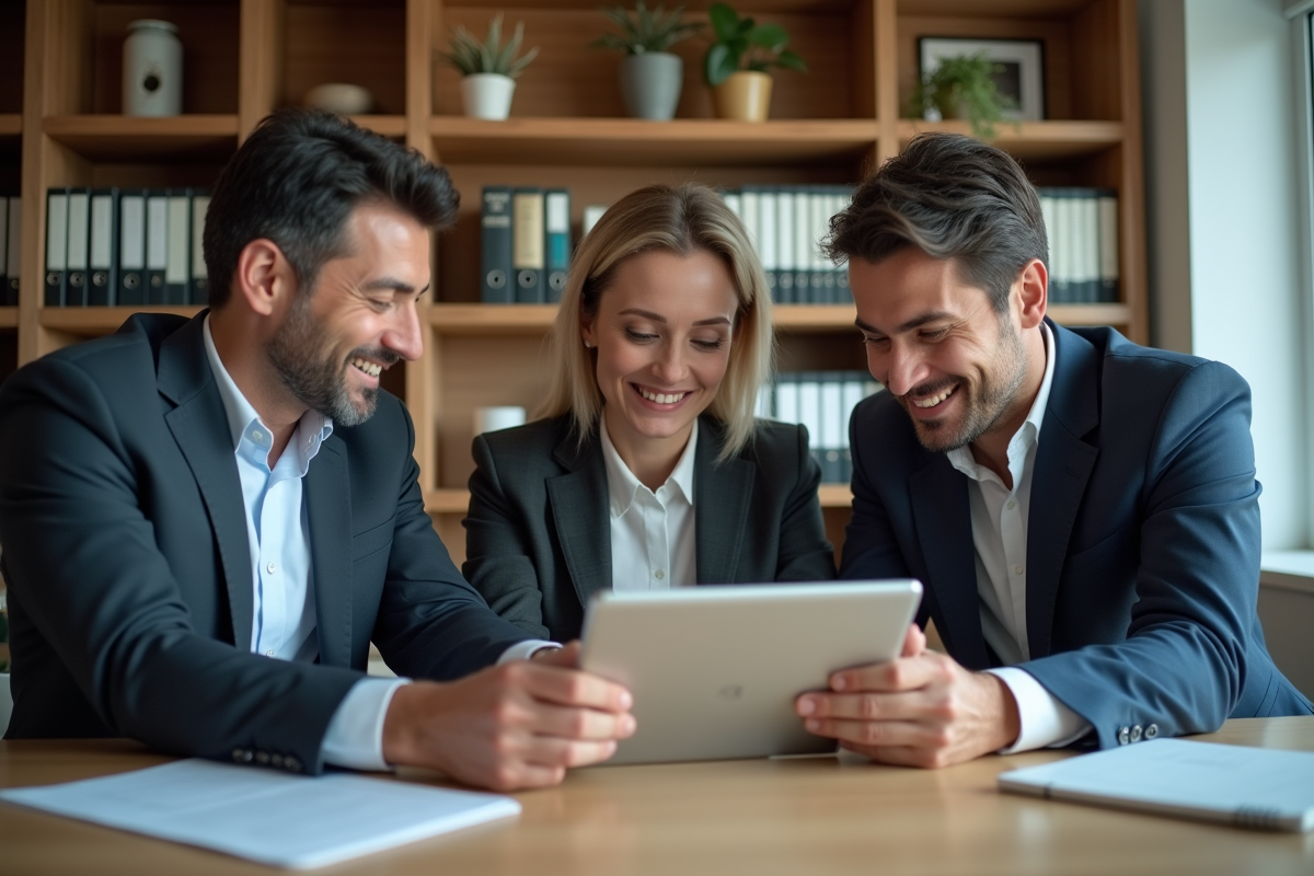 Groupe de professionnels discutant autour d une table