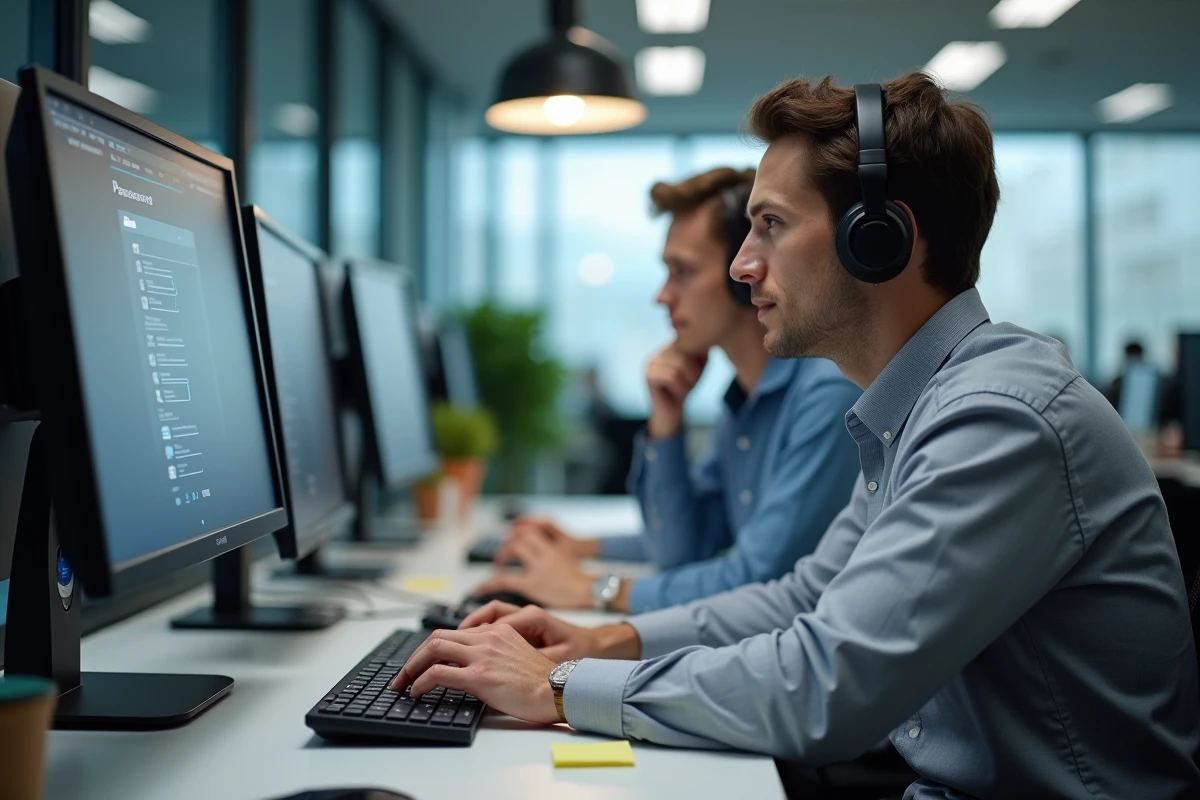 Agent informatique de Lyon 3 aidant un étudiant à récupérer son mot de passe intranet